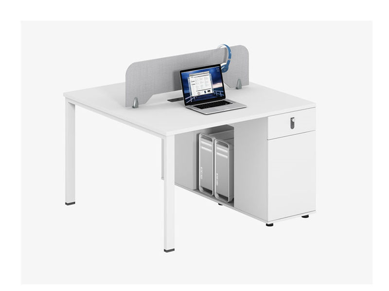 Белое рабочее место со встроенным картотечным шкафом